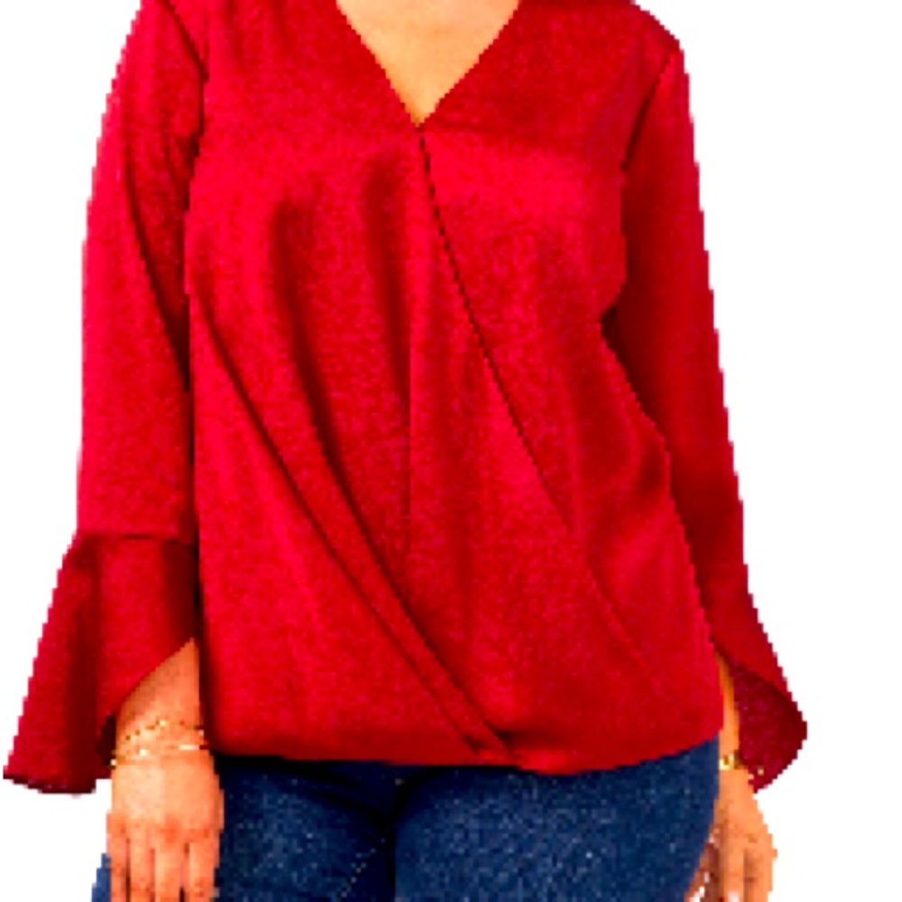 Vince Camuto Bell Sleeve Surplice Satin